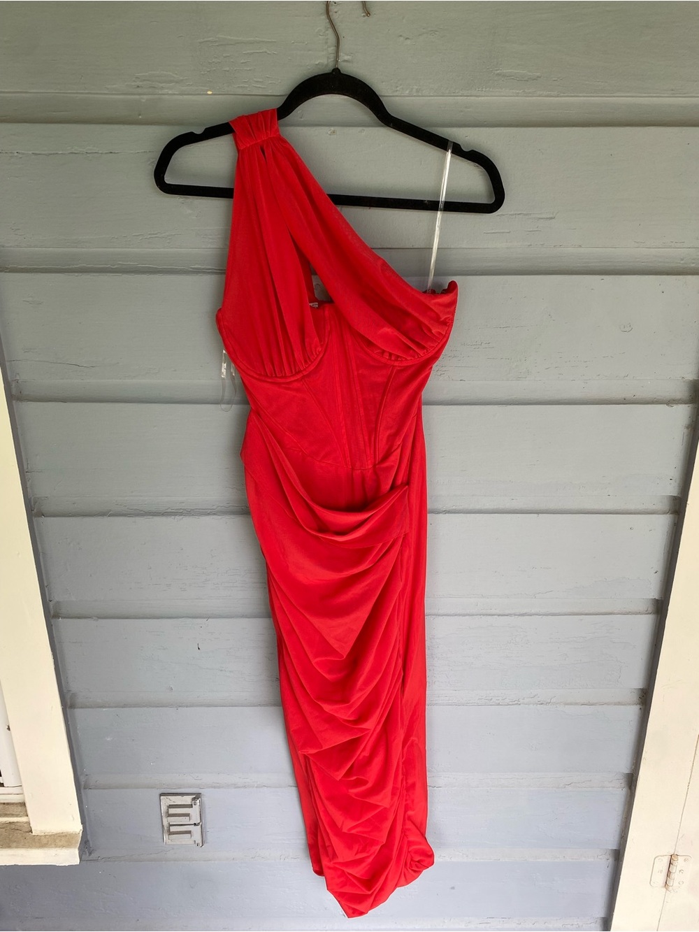 House of CB VALENTINA Scarlet Asymmetric Cutout Midi Dress SZ S - Picture 3 of 6